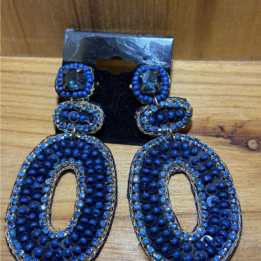Boho Blue Beaded Earrings